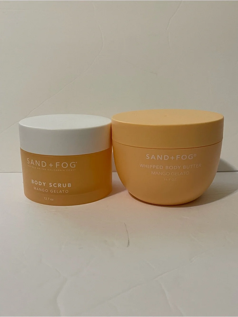 Sand + Fog “Mango Gelato” Body Butter 16.9 oz & Scrub 12.7 oz Set - NWT **